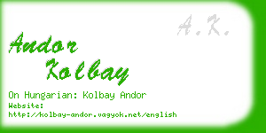 andor kolbay business card